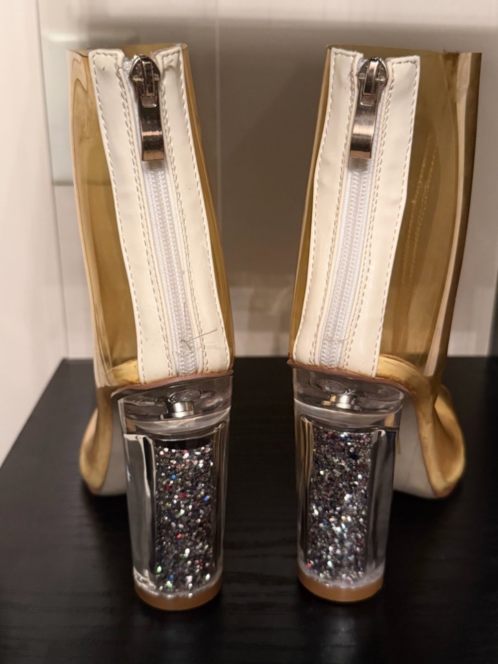 Public Desire Gold Clear Peep Toe Heeled Booties - Picture 6 of 6